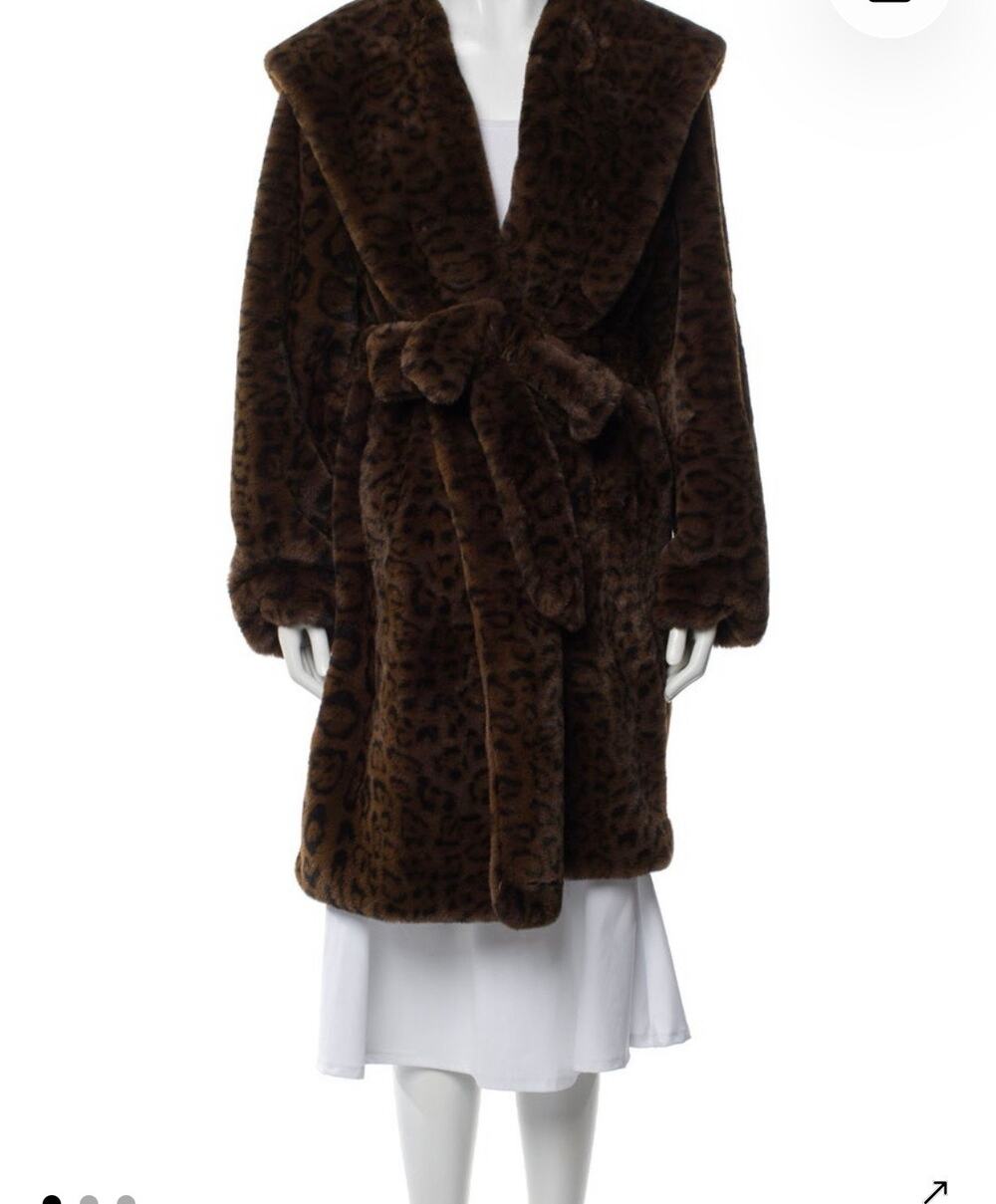 NWT Rebecca Minkoff Fur Wrap Coat, Leopard Print.